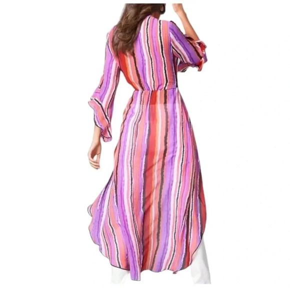 VENUS | Women’s Pink/Purple/White/Black Stripe Plunge Hi-Low Top Size 8 - Picture 3 of 10